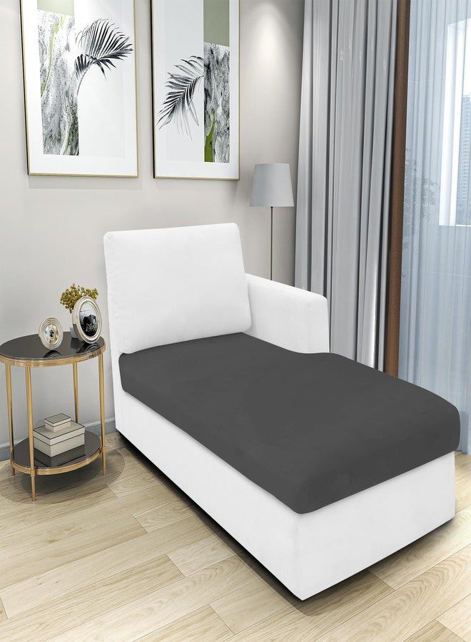 MAXIJIN 1 Piece Velvet Chaise Cover Stretch Sectional Couch Covers for L Shaped Sofa Fitted Soft Chaise Lounge Cushion Cover Sofa Slipcover with Elastic Bottom (Chaise Cover, Gray) - Image 2